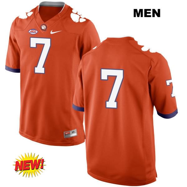Men's Clemson Tigers #7 Lasamuel Davis Stitched Orange New Style Authentic Nike No Name NCAA College Football Jersey XIE6046SR